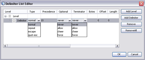 image:Image of Delimiter List Editor (Left Side).