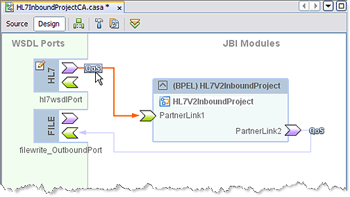 image:Graphic shows the QoS icon in the CASA Editor, as described in context.