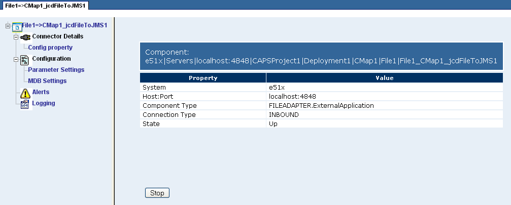 image:Screen capture of the read-only information for an Adapter.