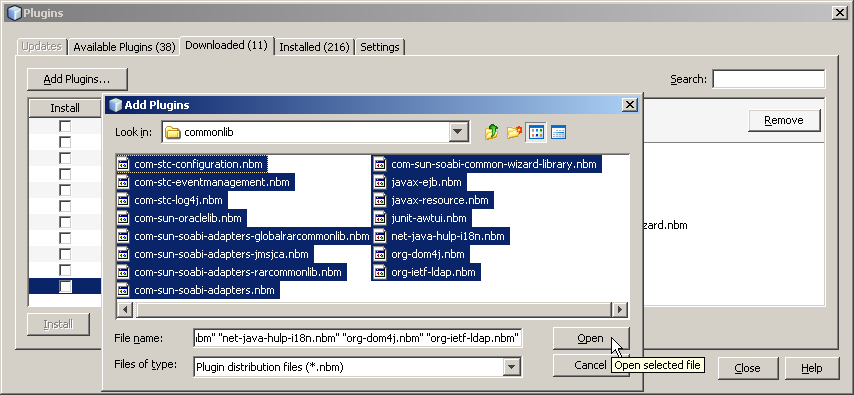 image:Installing the commonlib *.nbm files