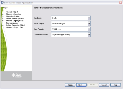 image:Figure shows the window on the wizard where you define deployment information.