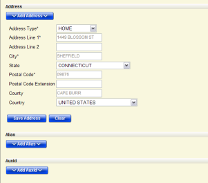 image:Figure shows a sample of child object fields for creating a new profile.