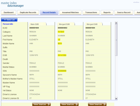 image:Figure shows a merge transaction history accessed from the Merge Tree popup window.