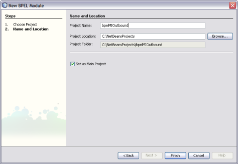 image:Figure shows the New BPEL Module wizard.