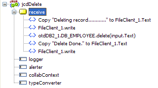 image:Image shows the completed jcdDelete Java Collaboration Definition business rules.