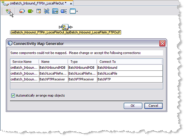 image:Image shows the Connectivity Map Generator icon and dialog box