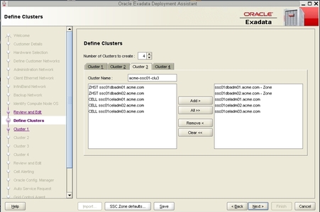 image:Graphic showing the Define Clusters page.