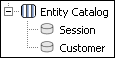 Entity Catalog shows nodes for Session and Customer.