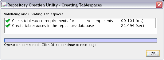 validating and creating tablespaces