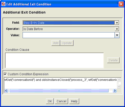 Additional Exit Condition dialog