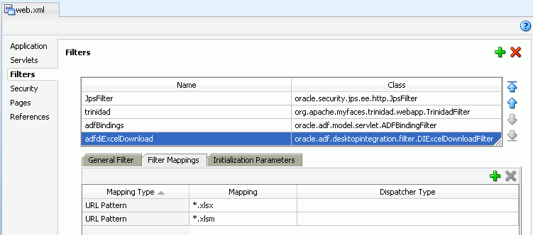 Displays Filters page properties.