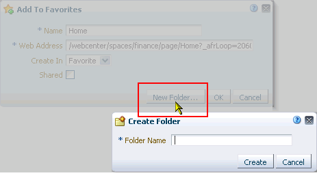 New Folder button and Create Folder dialog