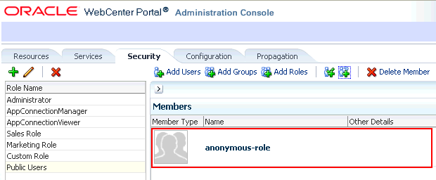 WebCenter Portal Administration Console - Add Public Access