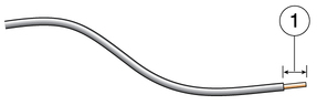 image:Figure showing the amount of insulation to strip from the wire (1/2 inch, 13mm).