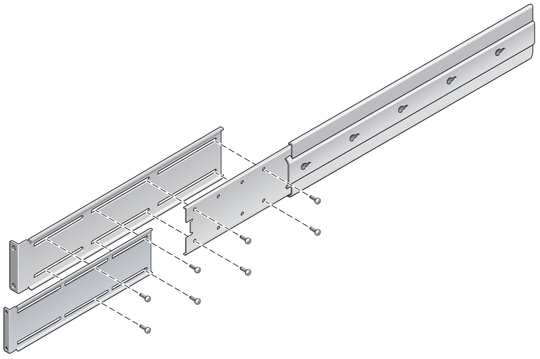 image:Figure showing how to attach an extender and slide assembly to the long bracket.