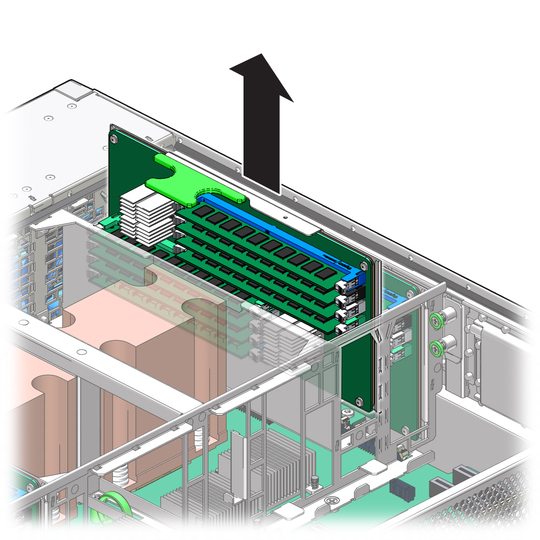 image:The illustration shows removing the memory riser.