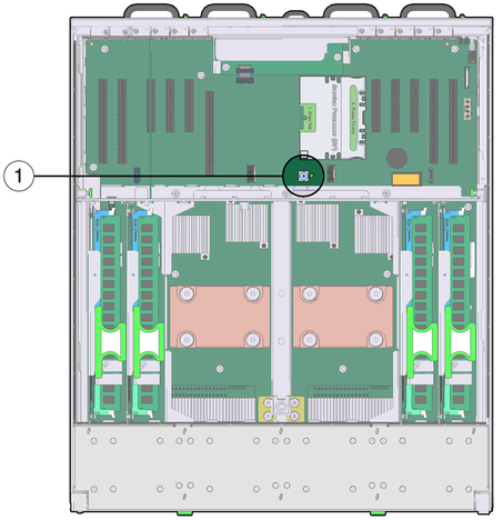 image:Figure showing location of system Fault Remind button on motherboard.