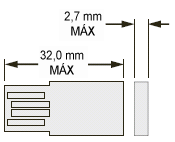 Gráfico que muestra las dimensiones físicas de la unidad flash USB compatible.