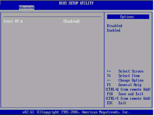 「Intel VT-d」画面