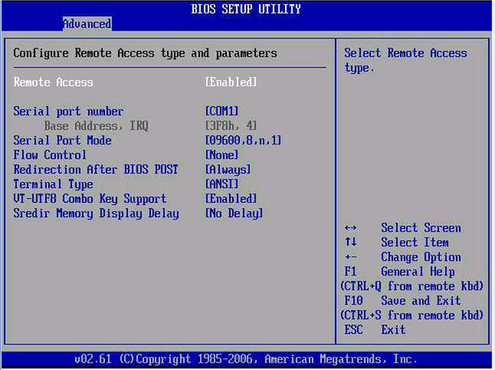 「Remote Access Configuration」画面。