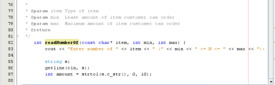 突出显示 readNumberOf 类的 