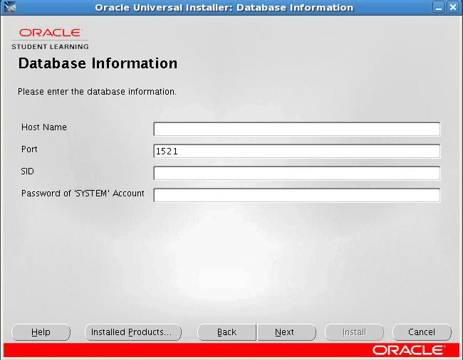 Database Information Screen