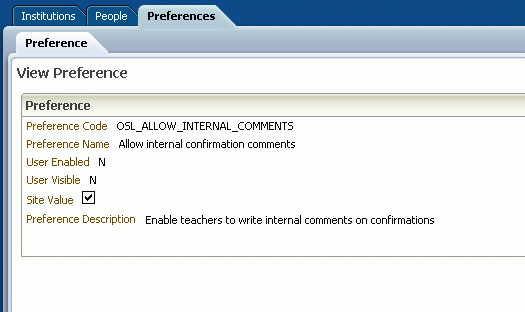 View Preference page