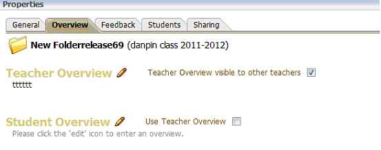 Overview page