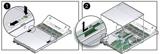 image:Figure showing how to remove the server's top cover.