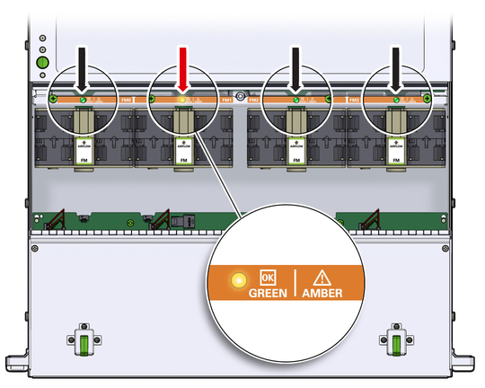image:Graphic showing the fan module status LEDs