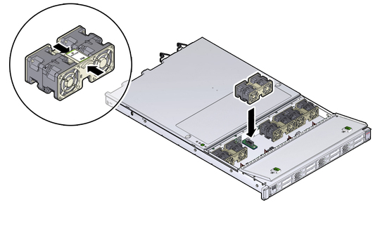 image:Graphic showing fan module installation.