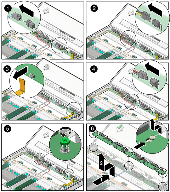 image:Figure showing how to remove a disk backplane.