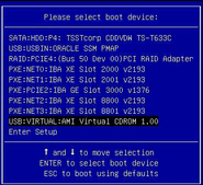 image:This graphic shows the Please Select Boot Device menu.