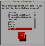 image:Oracle Linux Select Language screen.