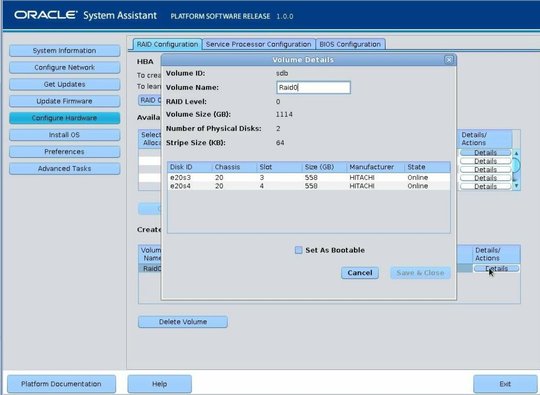 image:Screen showing the RAID configuration Volume Details dialog box.