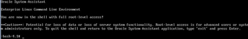 image:This figure shows the Oracle System Assistant command-line interface shell.