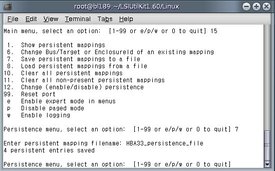 Figure showing lsiutil persistence menu option 7 results screen.