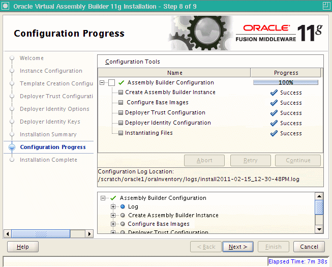 Configuration Progress age