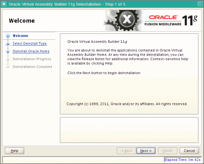 Deinstall Welcome page