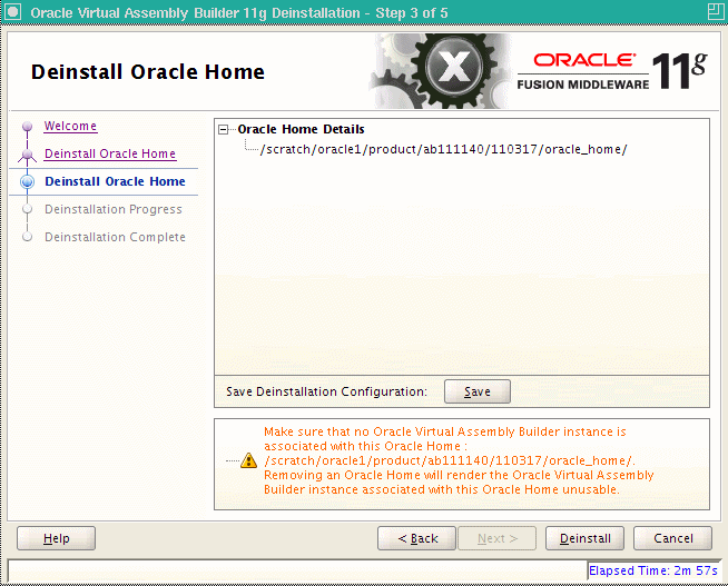 Deinstall Oracle Home page