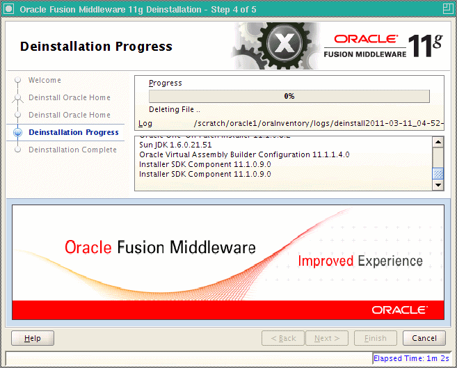Deinstallation Progress page