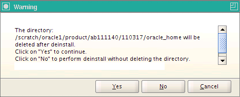 Deinstallation Warning pop-up Deinstallation Warning pop-up