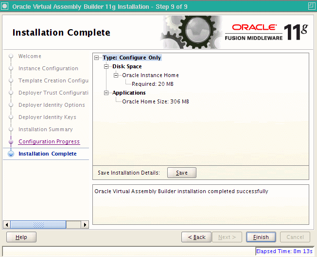 Installation Complete page