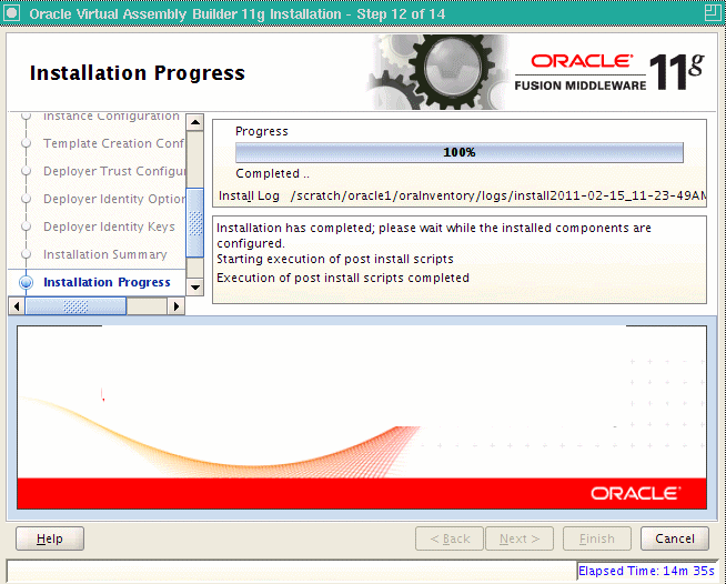 Configuration Progress page
