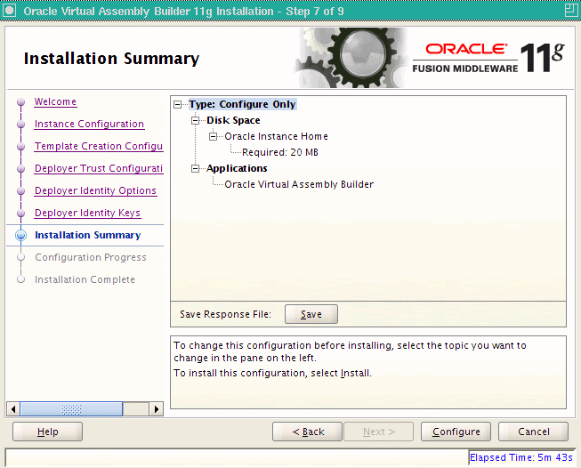 Installation Summary page
