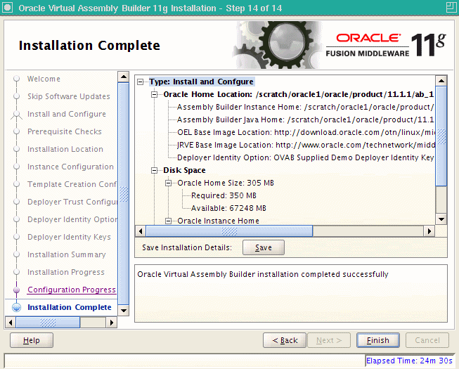 Installation Complete page