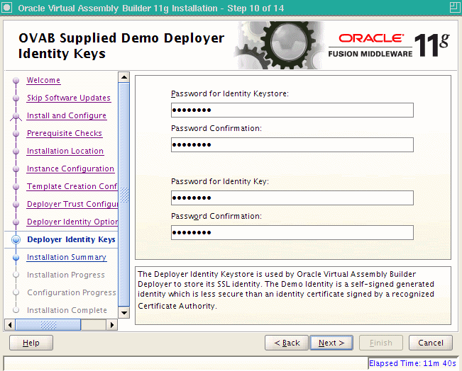 OVAB Supplied Demo Deployer Identity Keys page