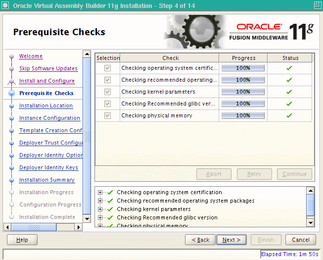 Prerequisites Checks page