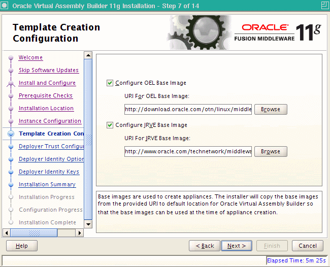 Template Creation Configuration page Template Creation Configuration page