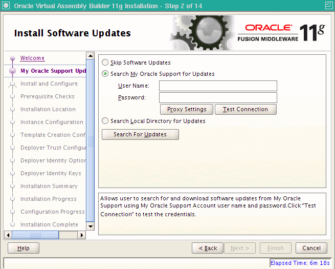 Install Software Updates page